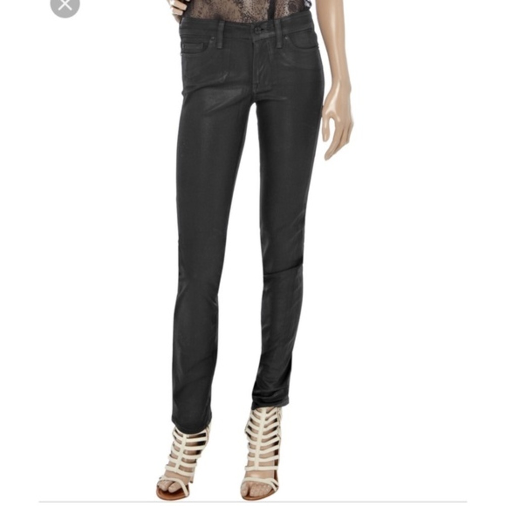 7 for all Mankind - Roxanne straight leg Jean in Black Waxed sz 28